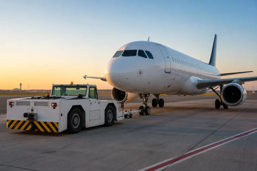 Flight Turnaround Support 3 pushback tug aircraft departure